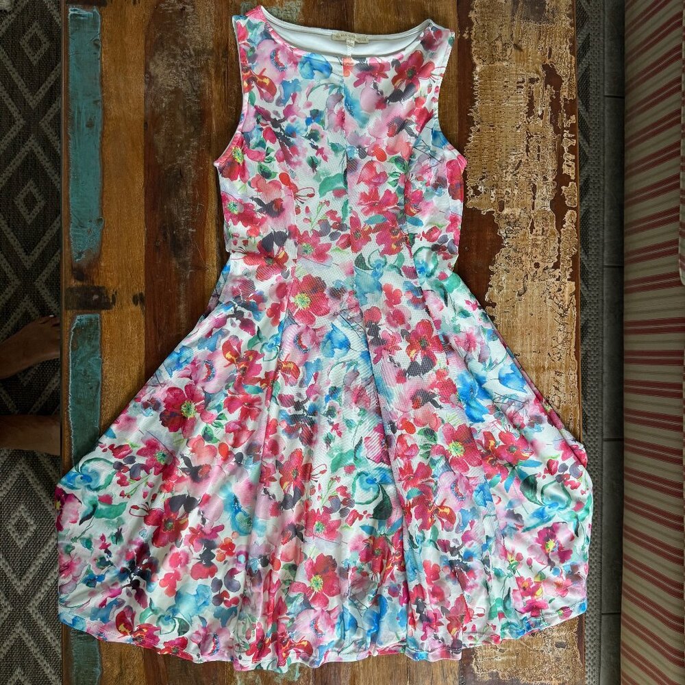 Maria Gabrielle Sleeveless Floral A-Line Dress‎ Size Small